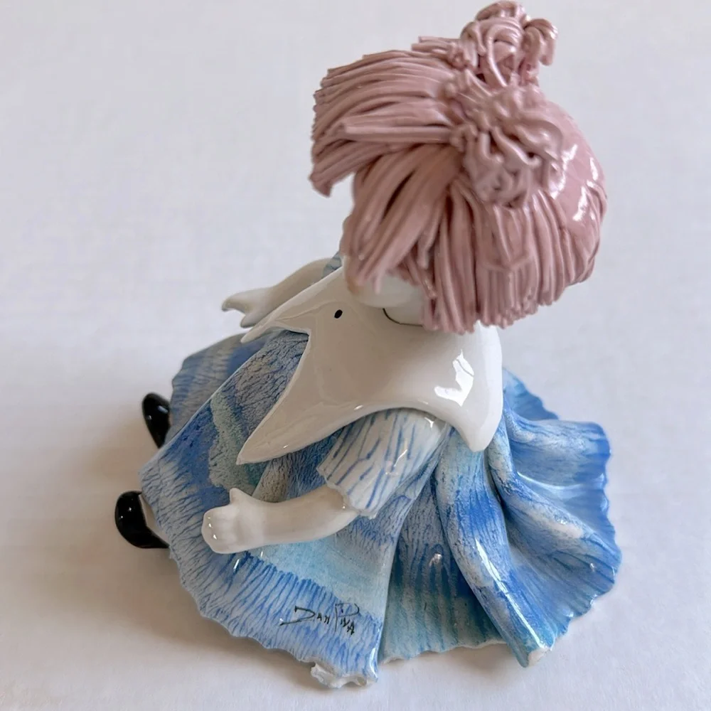 Vintage Lino Zampiva Italian Spaghetti Hair Girl Figurine